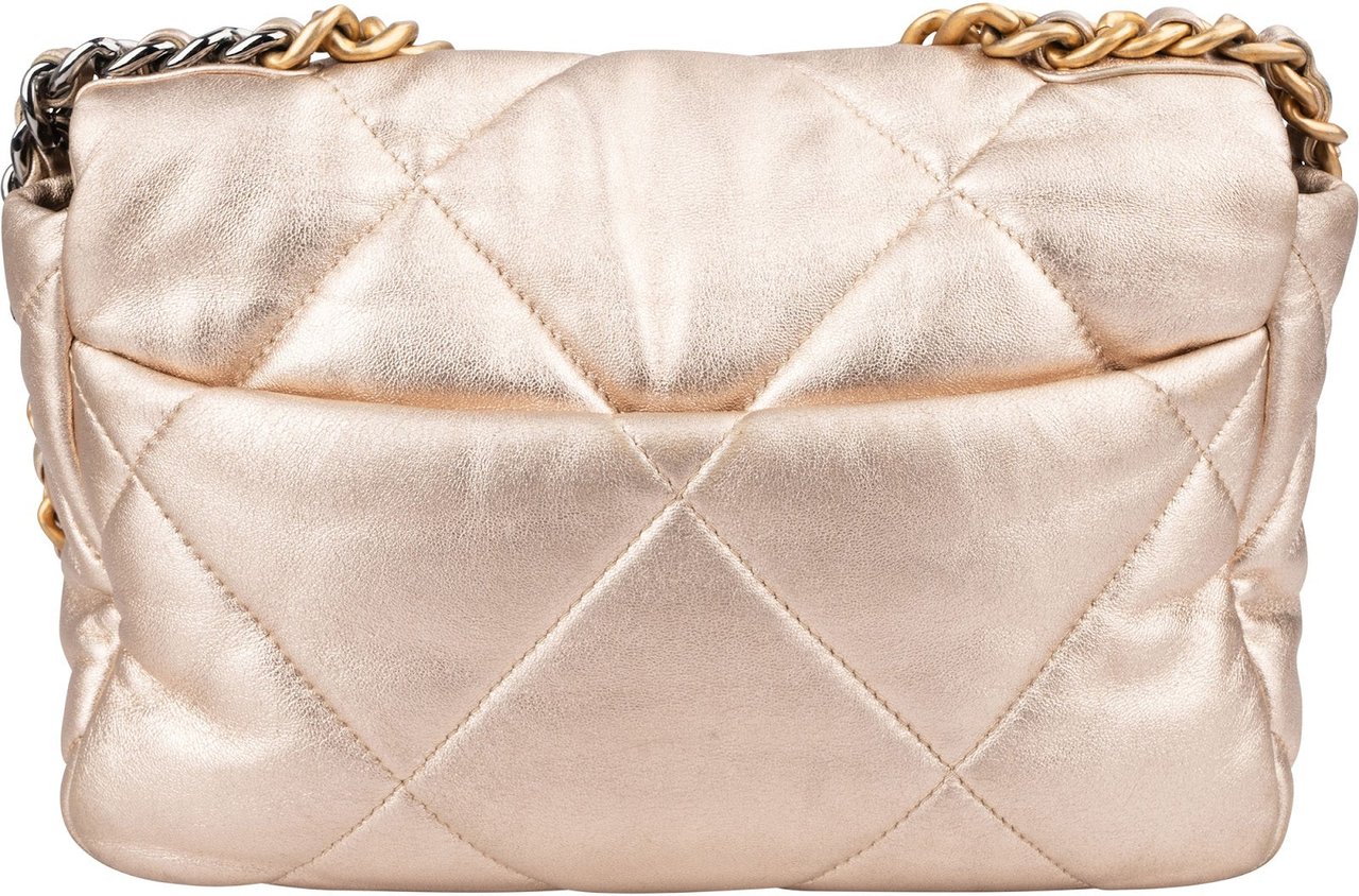 Chanel 19 Quilted Metallic Lambskin Chanel Single Flap Crossbody Bag Divers