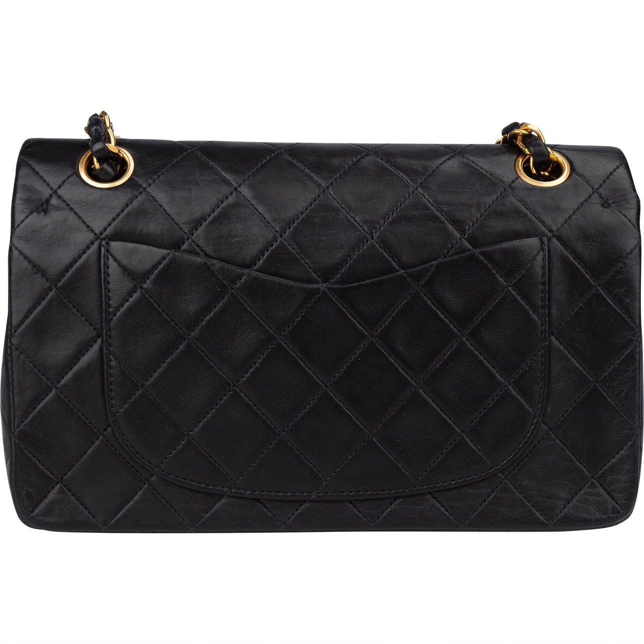 Chanel Chanel Quilted Lambskin 24K Gold Small Double Flap Crossbody Bag Zwart
