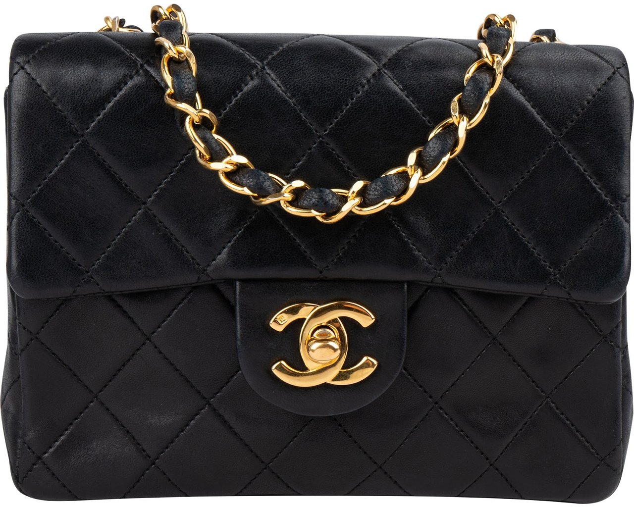 Chanel Quilted Lambskin Small 24K Gold Single Flap Crossbody Bag Zwart