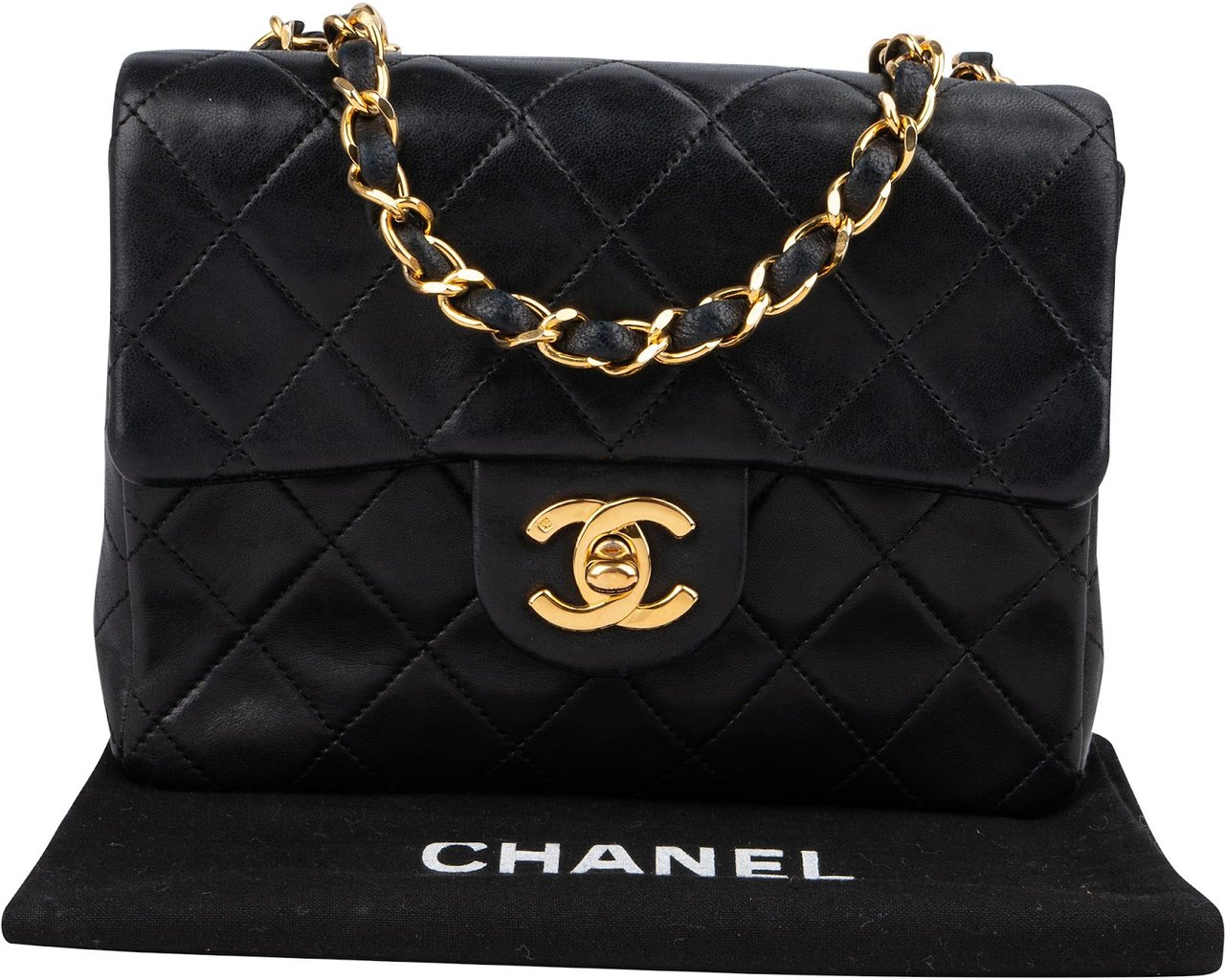 Chanel Quilted Lambskin Small 24K Gold Single Flap Crossbody Bag Zwart