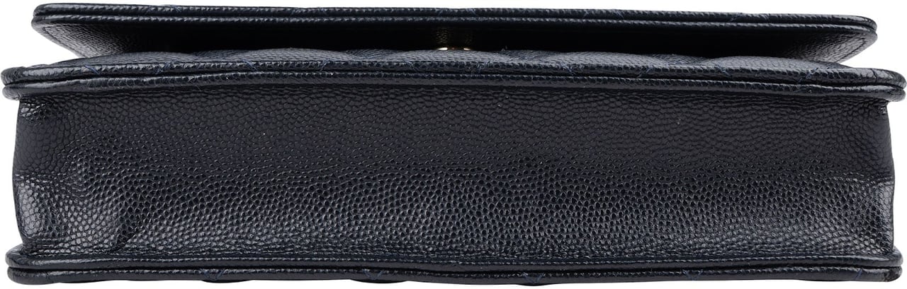 Chanel Dark Blue Quilted Caviar Leather Wallet On Chain Crossbody Bag Navy