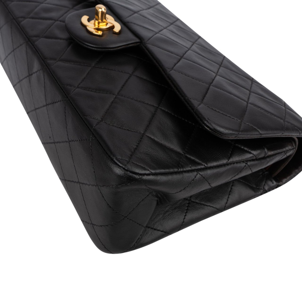 Chanel Quilted Lambskin 24K Gold Medium Double Flap Shoulder Bag Zwart