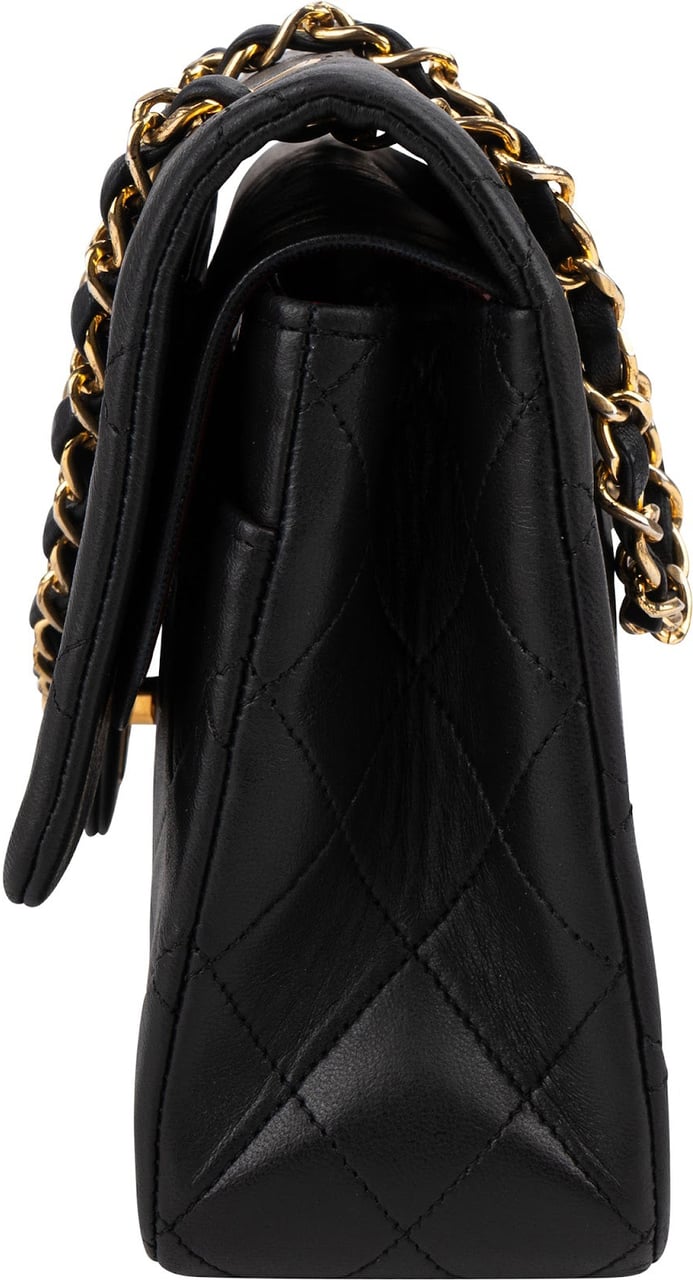 Chanel Quilted Lambskin 24K Gold Medium Double Flap Shoulder Bag Zwart