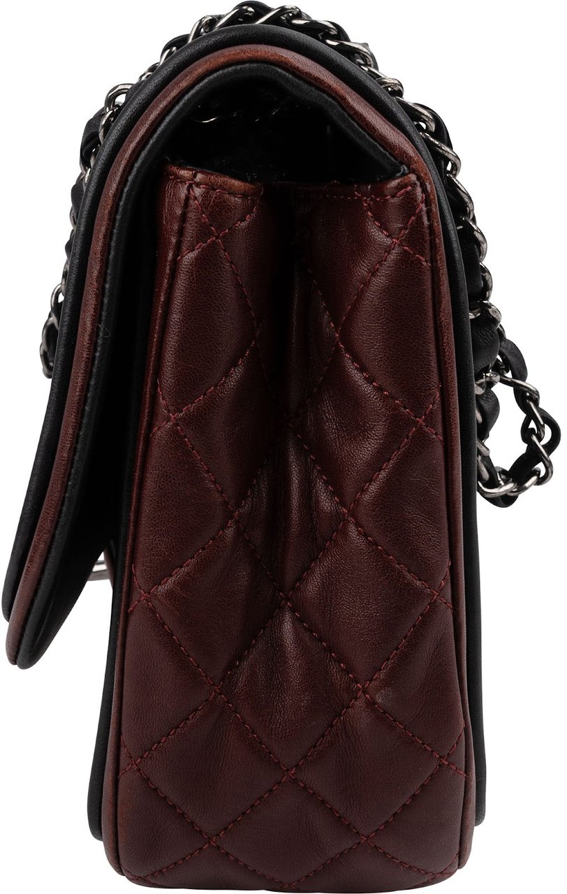 Chanel Quilted Lambskin Bicolor Jumbo Single Flap Shoulder Bag Zwart
