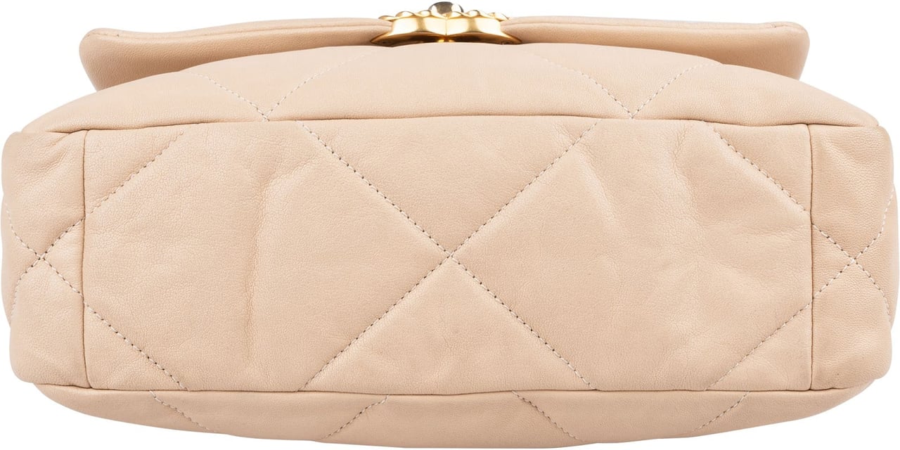 Chanel 19 Quilted Lambskin Single Flap Crossbody Bag Beige