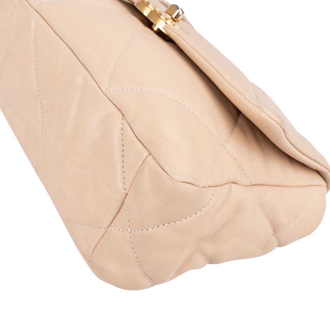Chanel 19 Quilted Lambskin Single Flap Crossbody Bag Beige