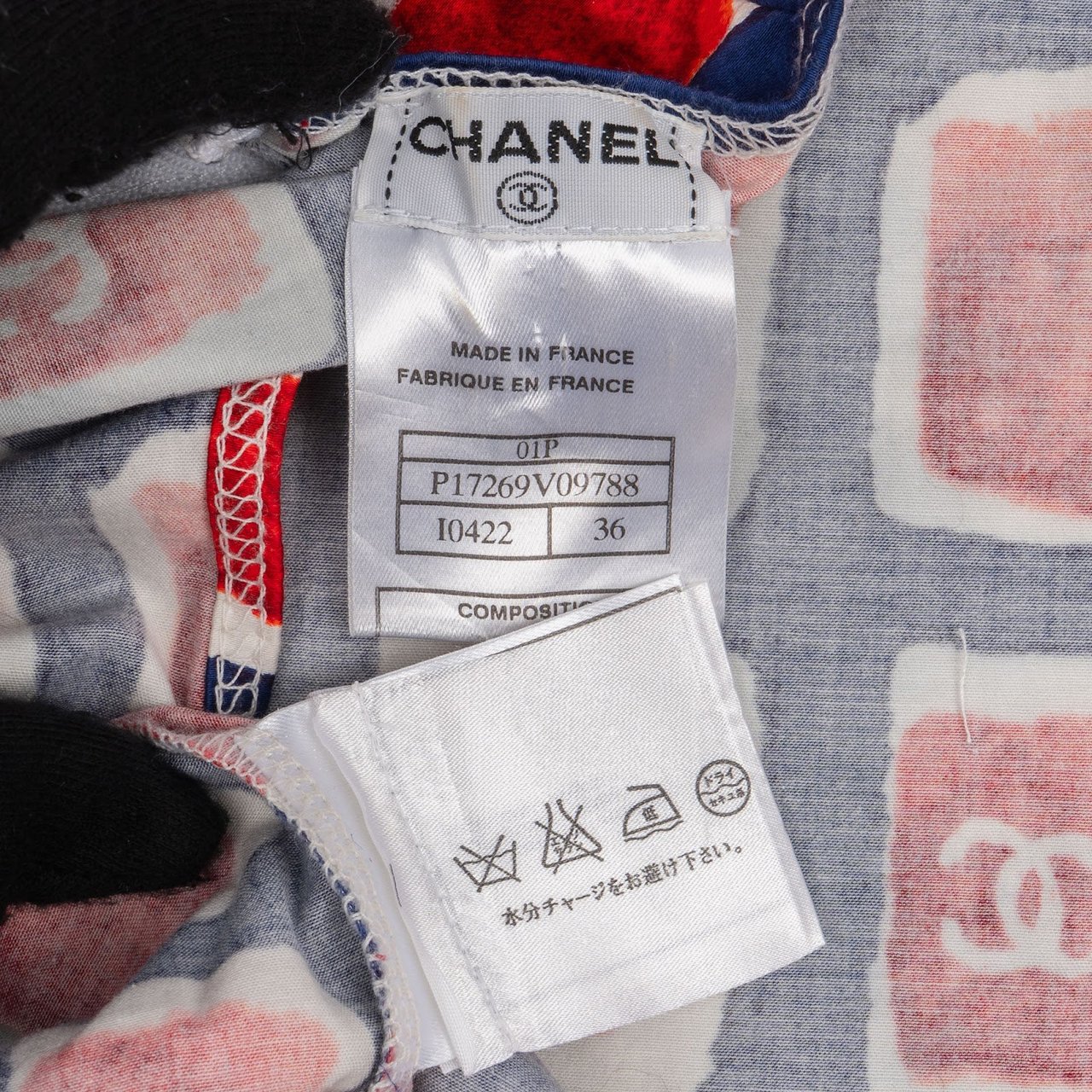 Chanel Multicolor Cotton Ice Cube Print Zipper Tank Top (DE34 / FR36) Blauw