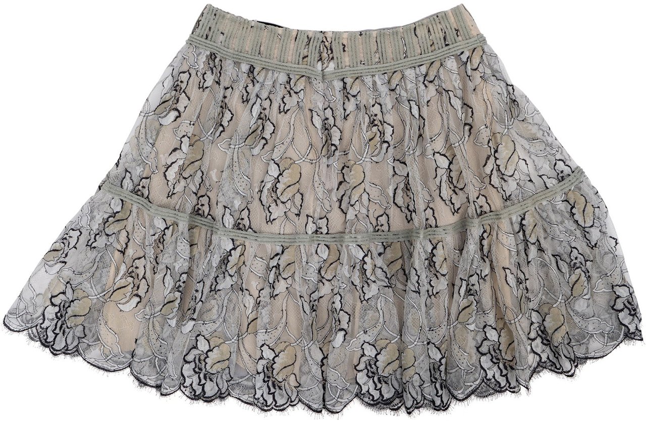 Chanel Multicolor Spitze Lace Tiered Skirt (DE 34 / FR 36) Donkergrijs