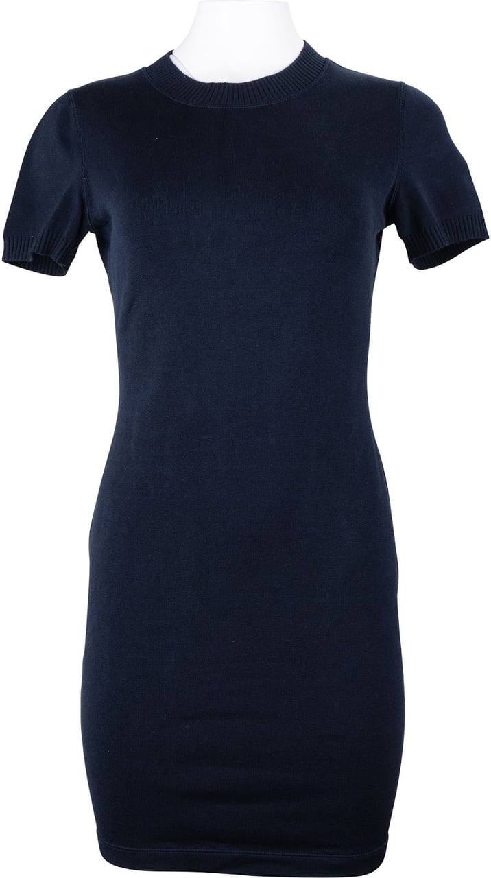 Chanel Navy Cotton Knitted Short Sleeve Dress (D38 / FR40) Navy