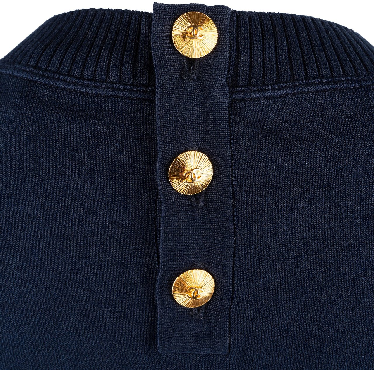 Chanel Navy Cotton Knitted Short Sleeve Dress (D38 / FR40) Navy