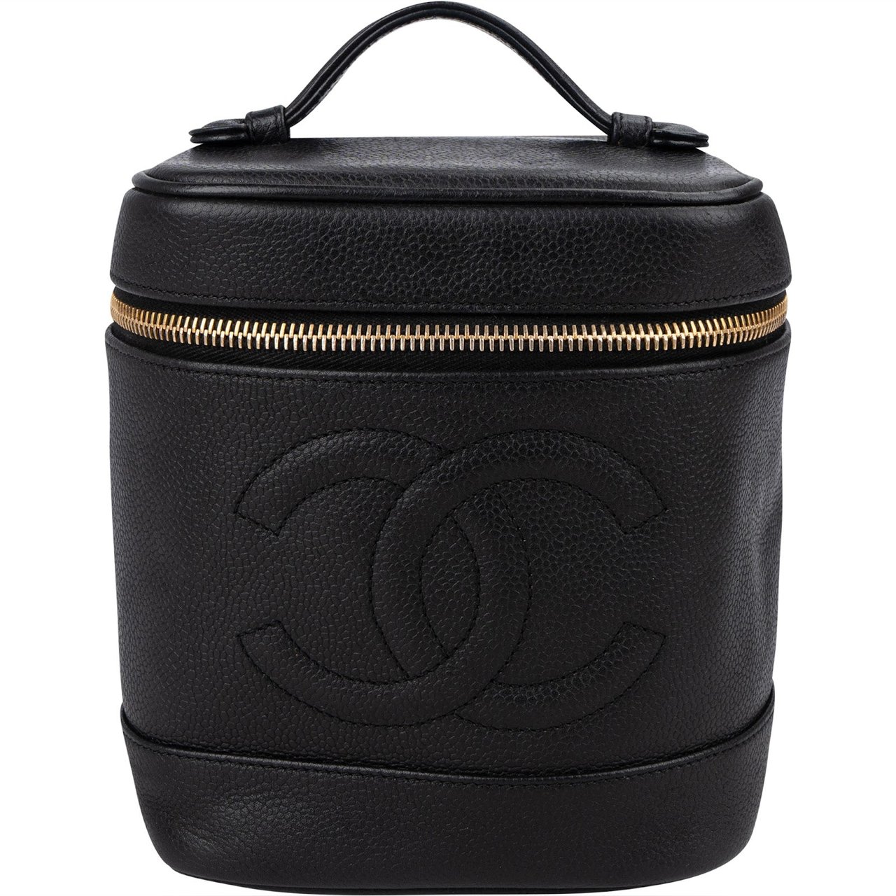 Chanel Caviar Leather CC Vanity Case Handbag Zwart