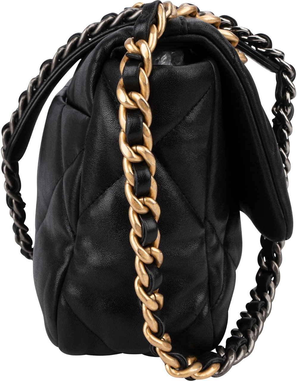Chanel 19 Quilted Lambskin Single Flap Crossbody Bag Small Zwart