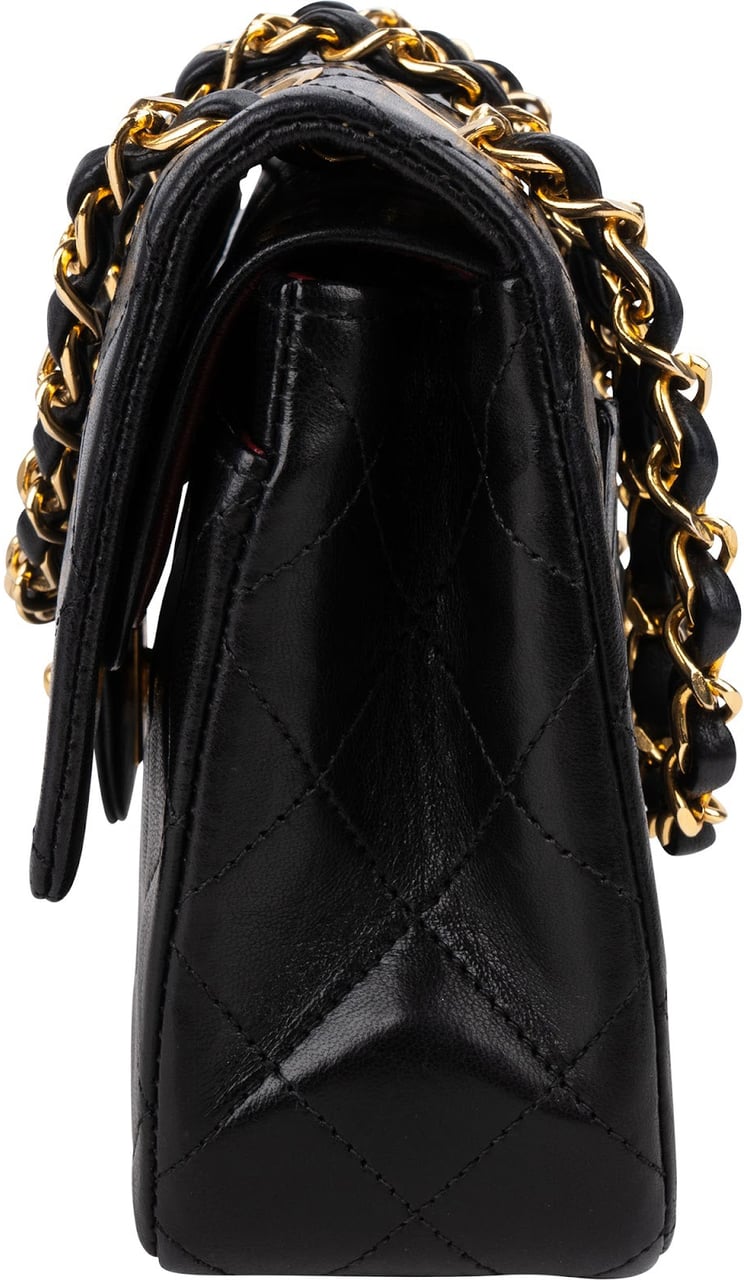 Chanel Quilted Lambskin 24K Gold Small Double Flap Shoulder Bag Zwart