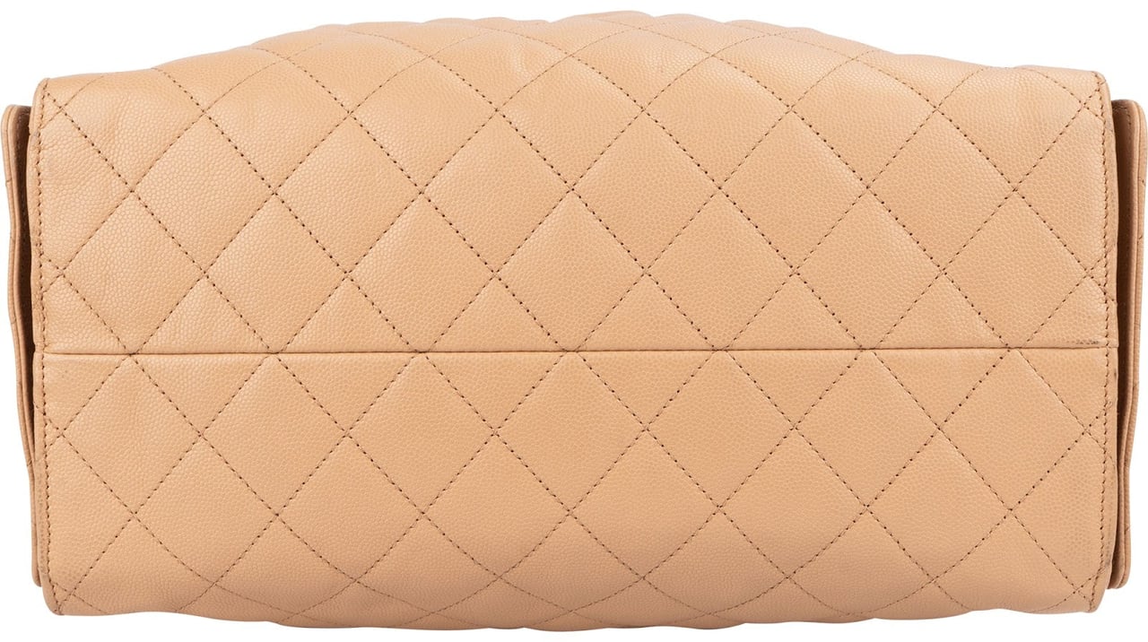 Chanel 25 Medium Quilted Caviar Leather CC Drawstring Shoulder Bag Beige