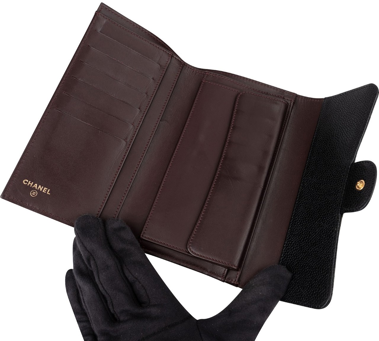 Chanel Quilted Caviar Leather Classic Flap CC Wallet Zwart