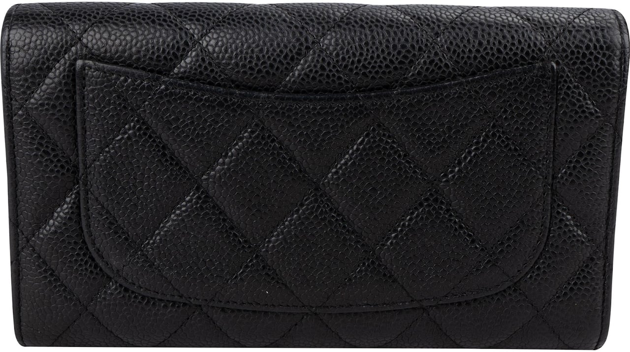 Chanel Quilted Caviar Leather Classic Flap CC Wallet Zwart