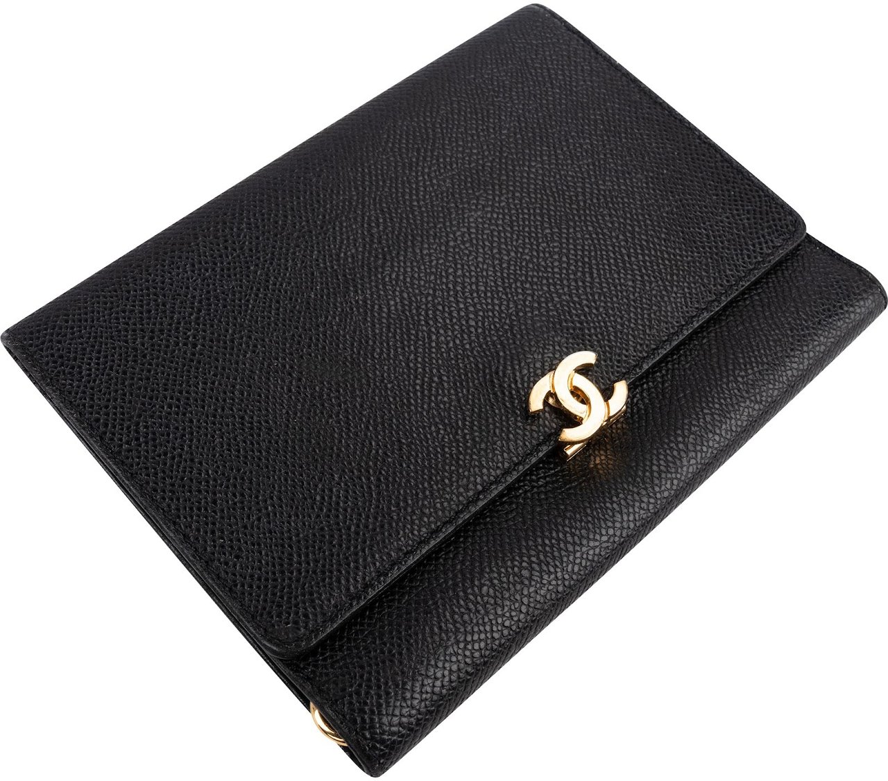 Chanel Caviar Leather CC Flap Wallet Zwart
