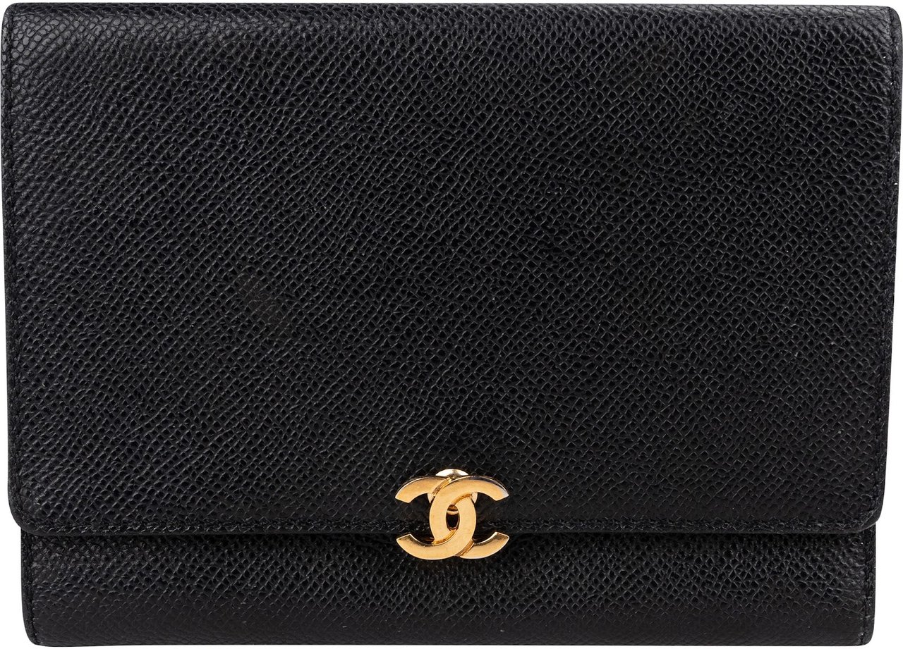 Chanel Caviar Leather CC Flap Wallet Zwart
