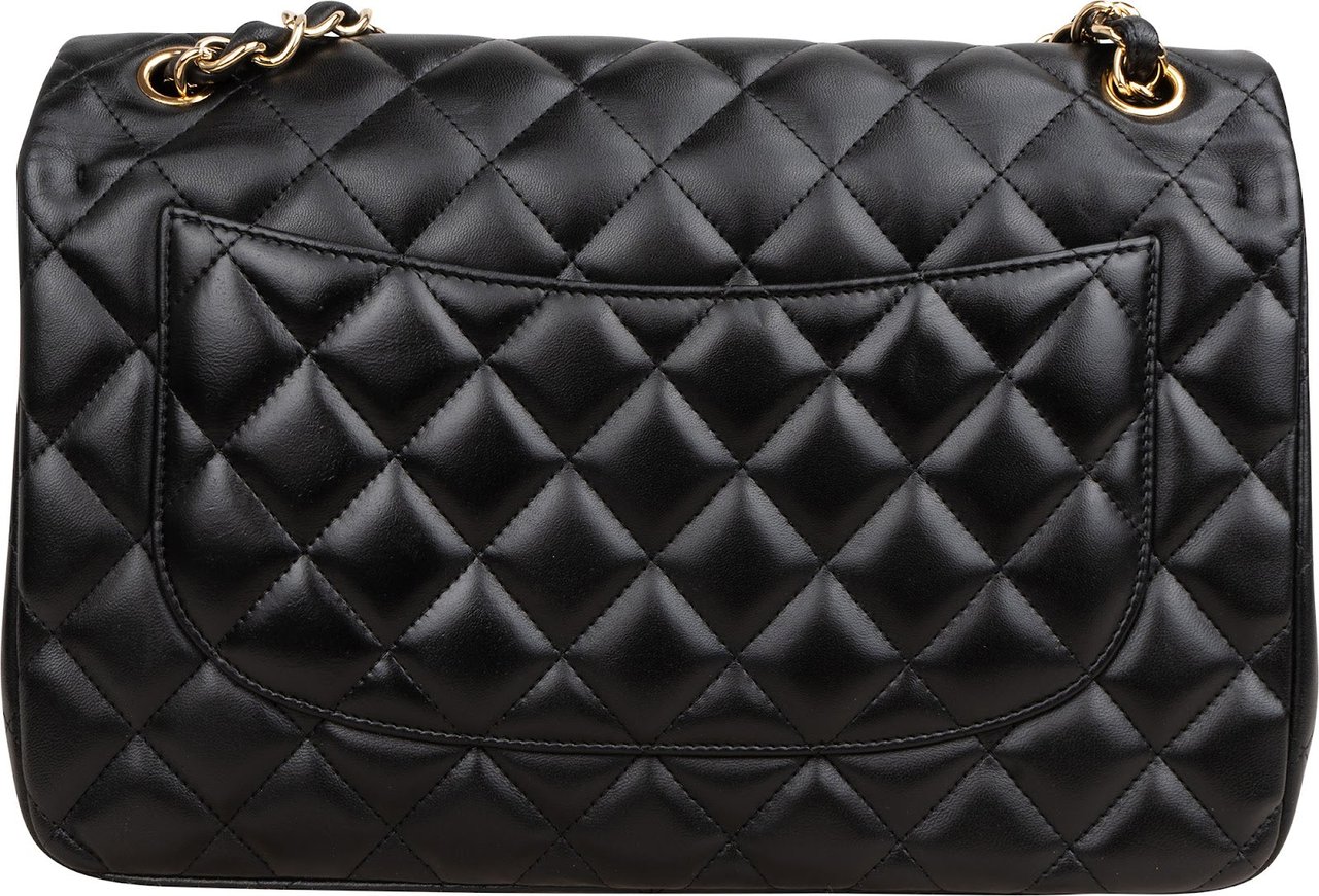 Chanel Quilted Lambskin Jumbo Double Flap Crossbody Bag Zwart