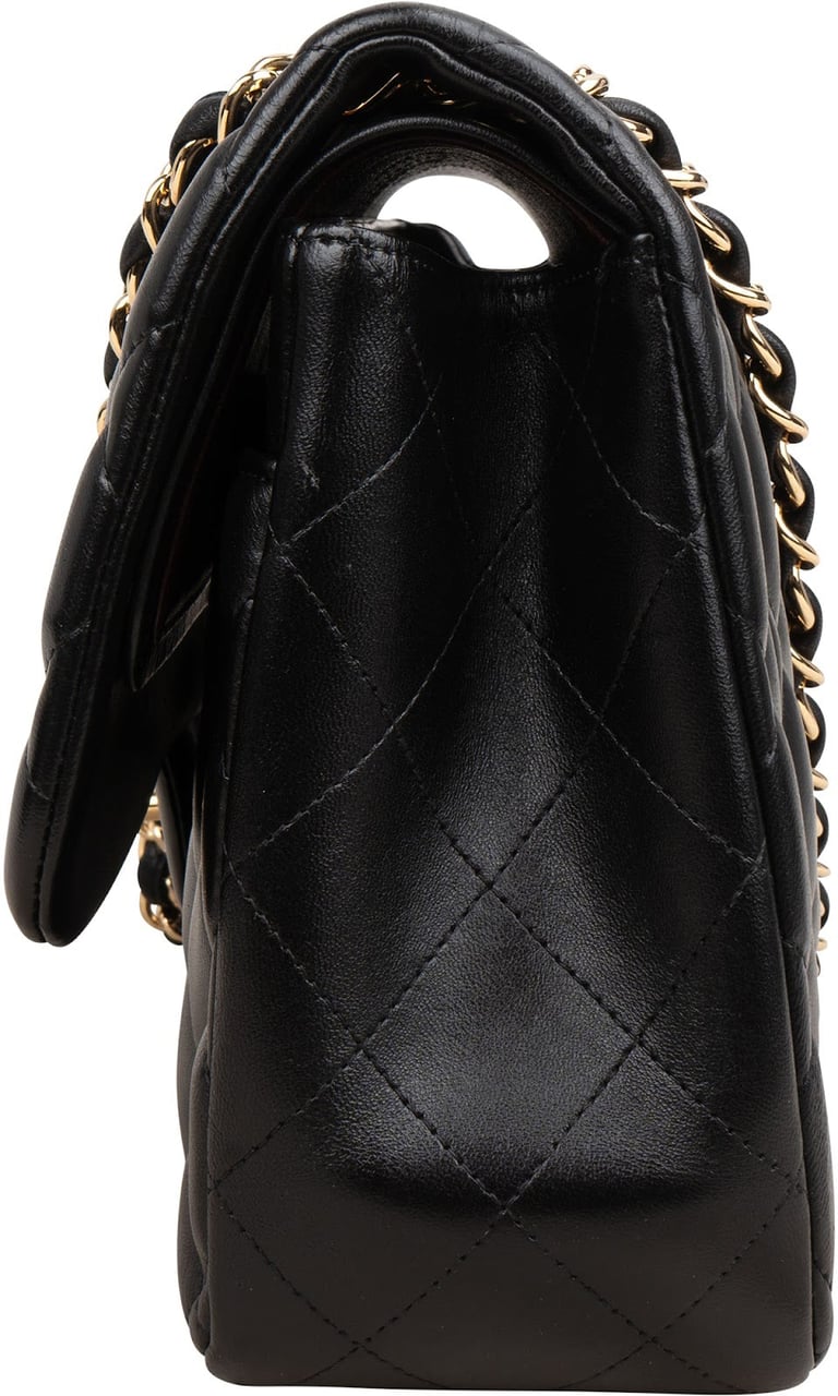 Chanel Quilted Lambskin Jumbo Double Flap Crossbody Bag Zwart