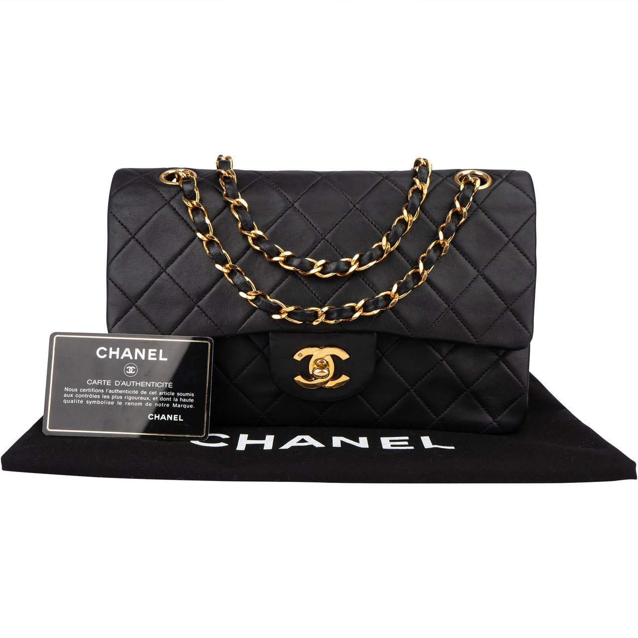 Chanel Chanel Quilted Lambskin 24K Gold Small Double Flap Crossbody Bag Bruin