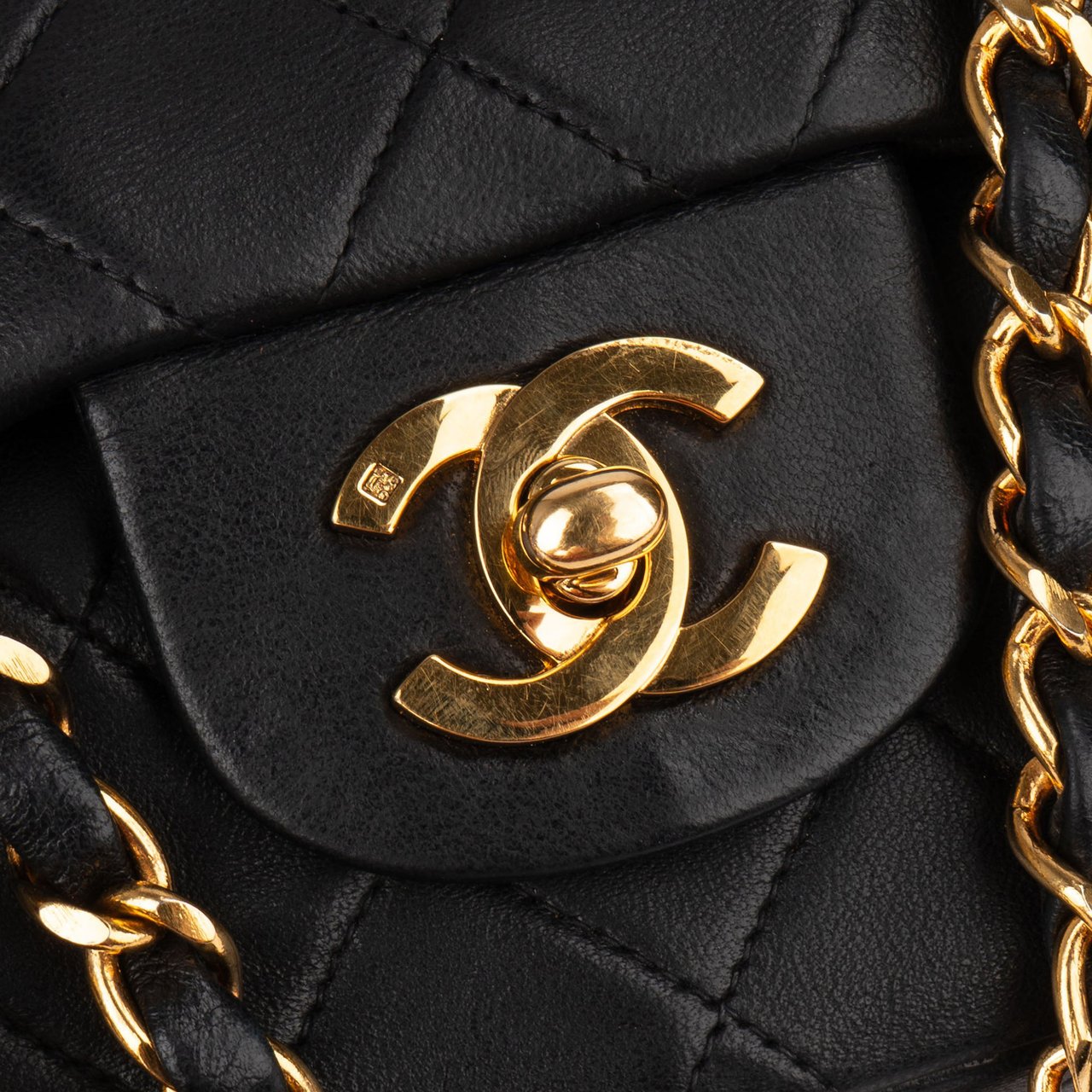 Chanel Chanel Quilted Lambskin 24K Gold Small Double Flap Crossbody Bag Bruin