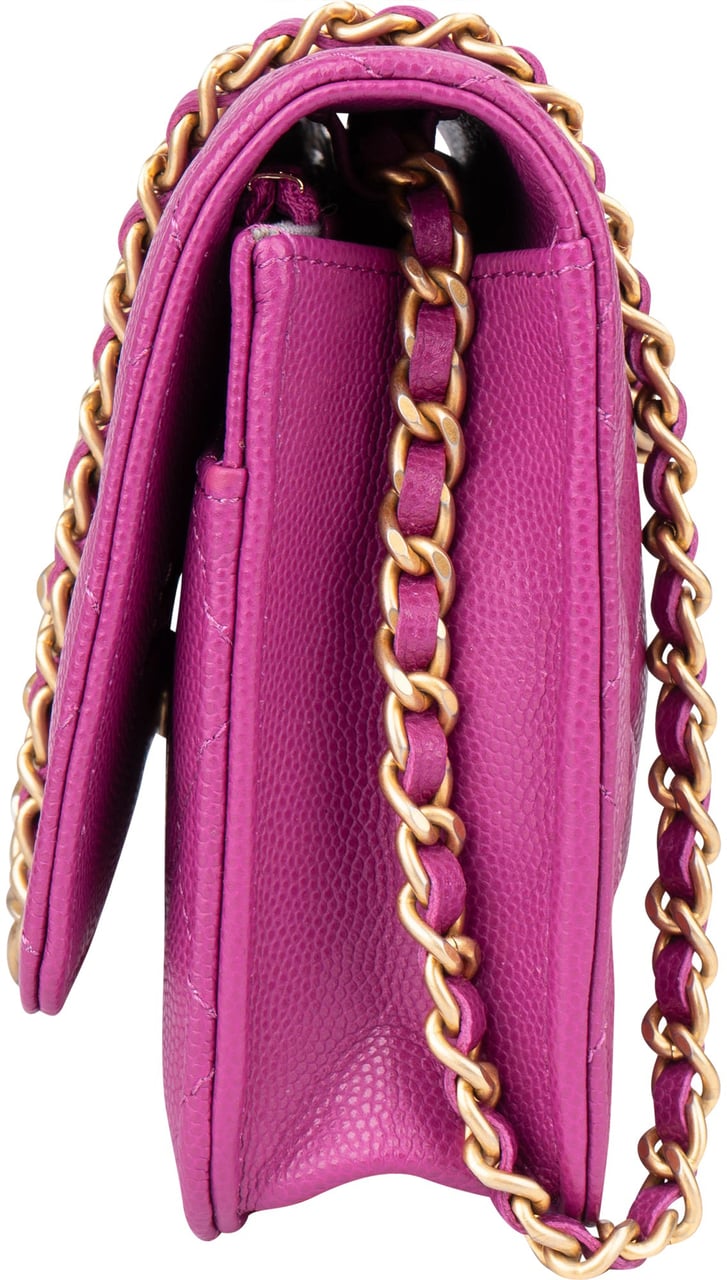 Chanel Chanel Pink Quilted Caviar Leather Wallet On Chain Crossbody Bag Roze