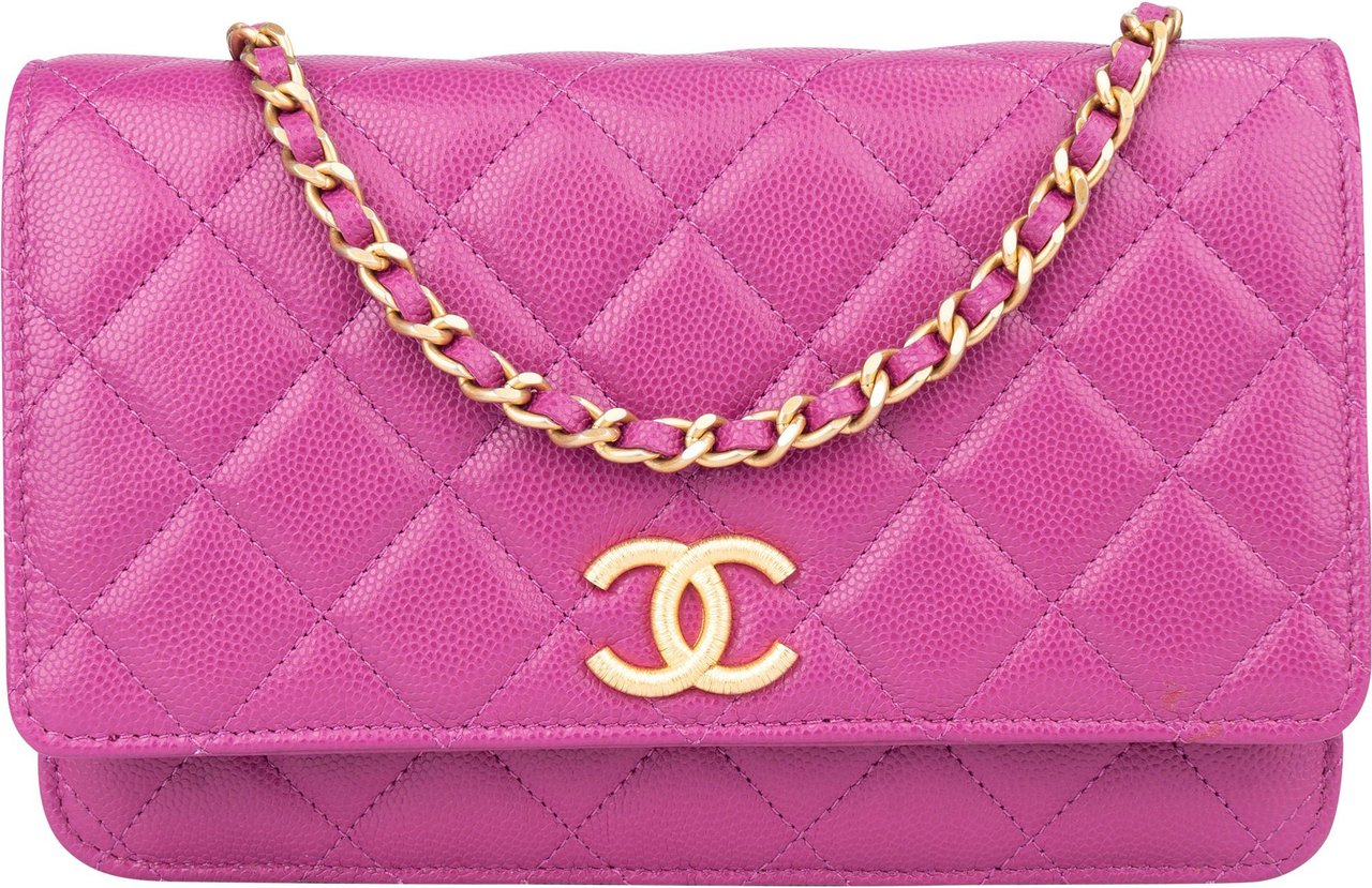 Chanel Chanel Pink Quilted Caviar Leather Wallet On Chain Crossbody Bag Roze