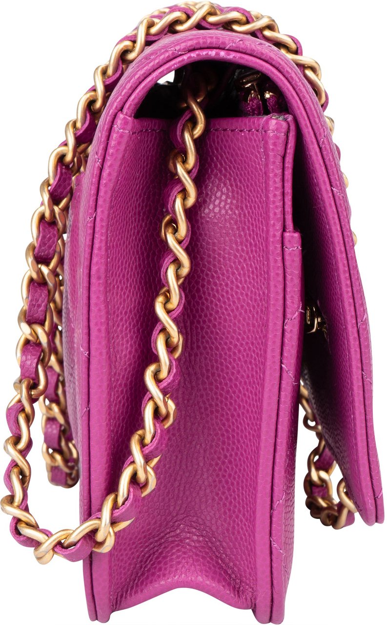Chanel Chanel Pink Quilted Caviar Leather Wallet On Chain Crossbody Bag Roze