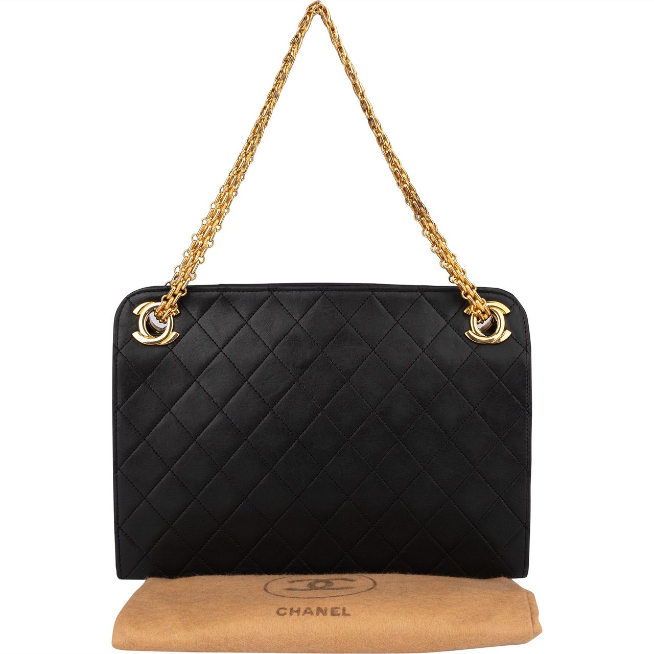 Chanel Chanel Quilted Lambskin CC Shoulder Bag Zwart