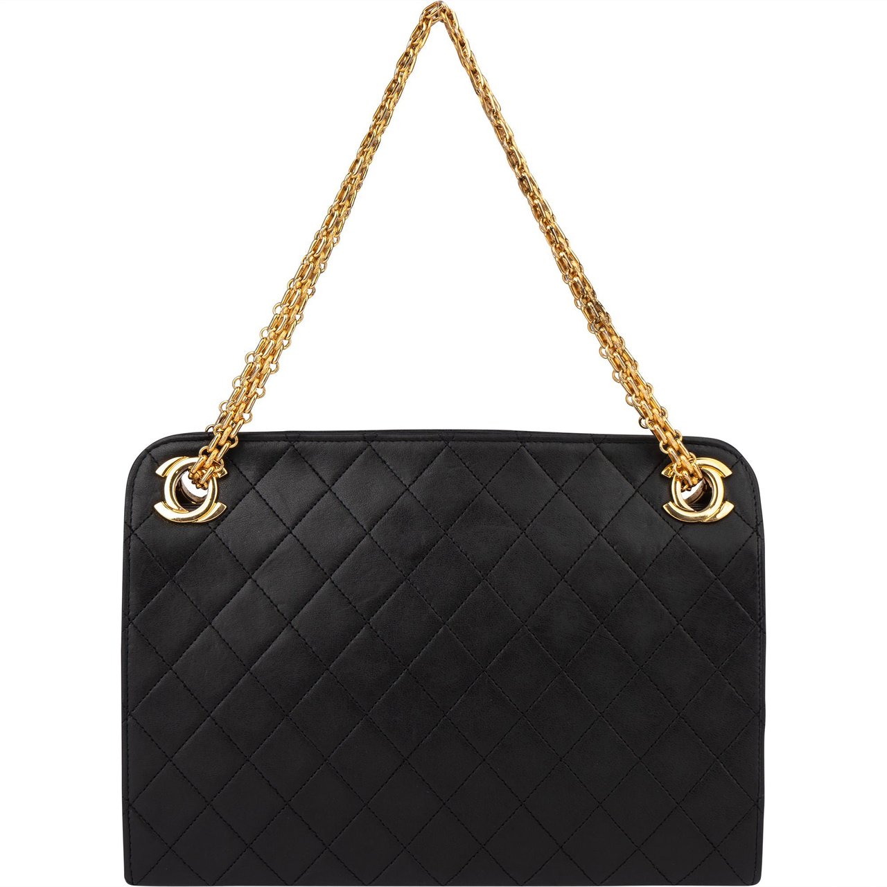 Chanel Chanel Quilted Lambskin CC Shoulder Bag Zwart