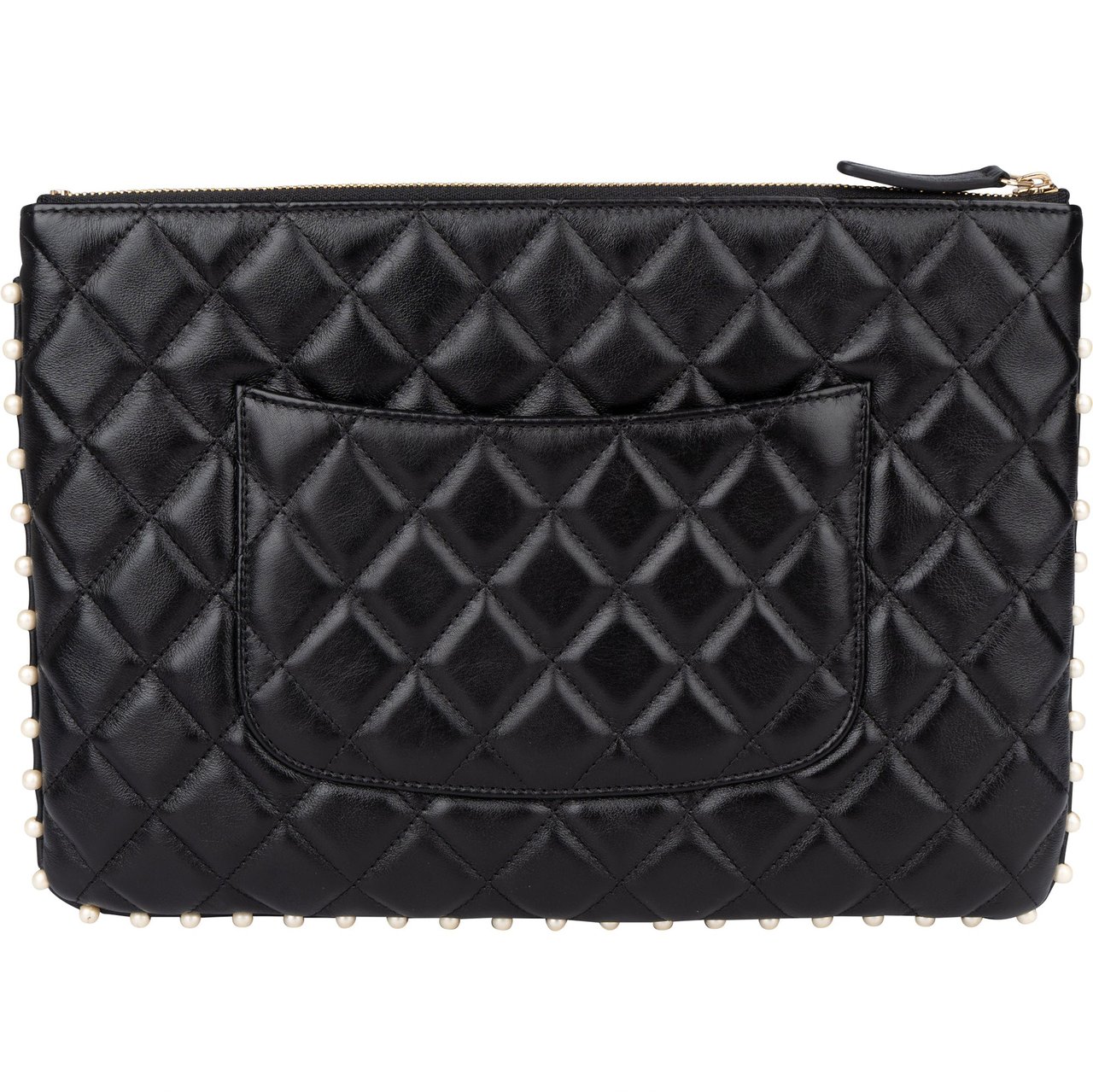 Chanel Chanel Quilted Lambskin ARCHIVE PIECE Pearl CC Clutch Zwart