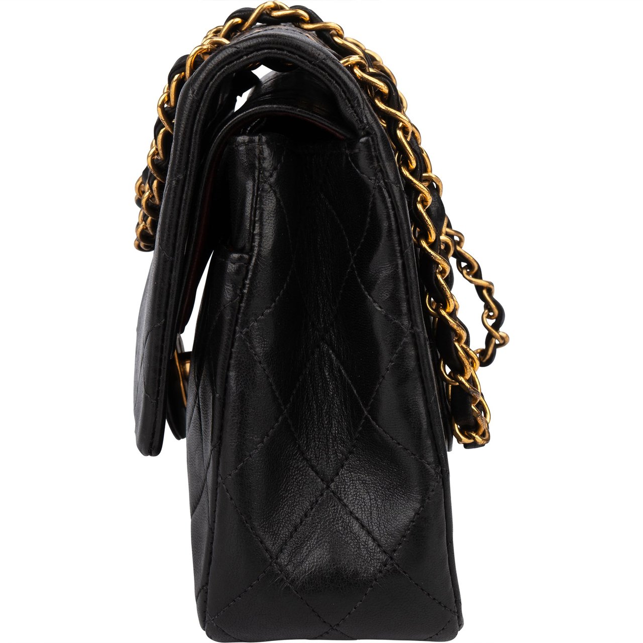 Chanel Chanel Quilted Lambskin 24K Gold Medium Double Flap Crossbody Bag Zwart