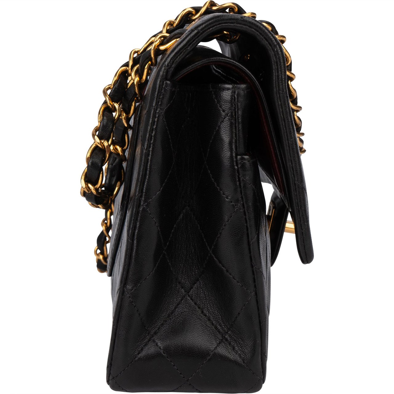 Chanel Chanel Quilted Lambskin 24K Gold Medium Double Flap Crossbody Bag Zwart