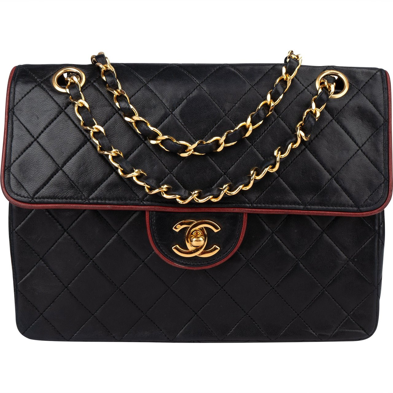 Chanel Chanel Quilted Lambskin 24K Gold Single Flap Crossbody Bag Zwart