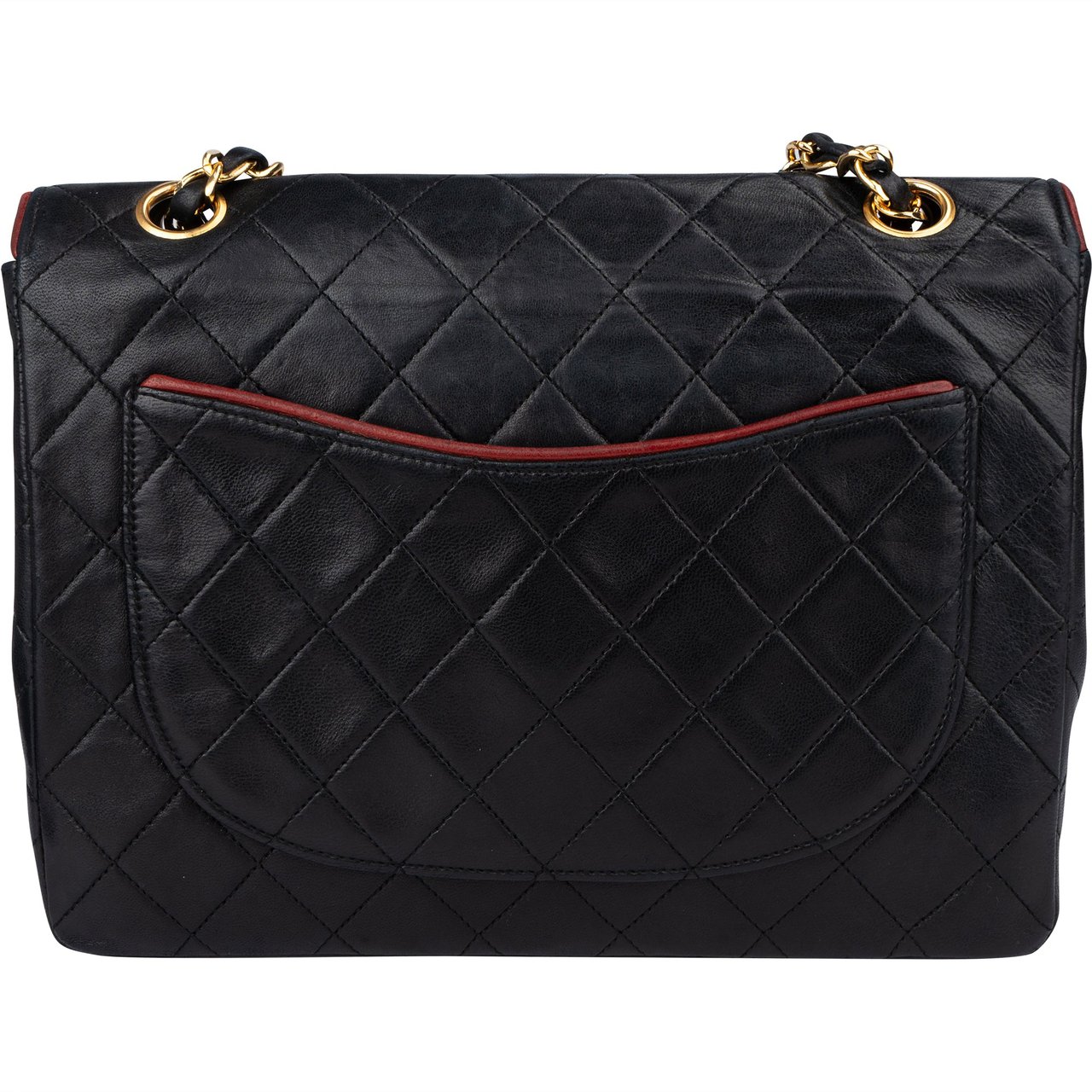 Chanel Chanel Quilted Lambskin 24K Gold Single Flap Crossbody Bag Zwart