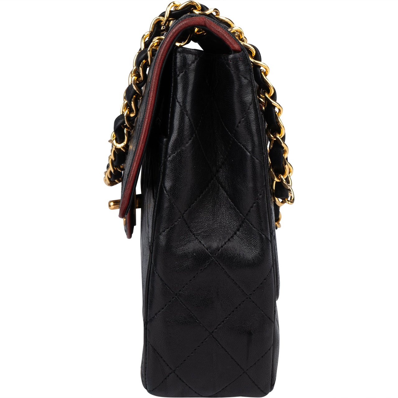 Chanel Chanel Quilted Lambskin 24K Gold Single Flap Crossbody Bag Zwart