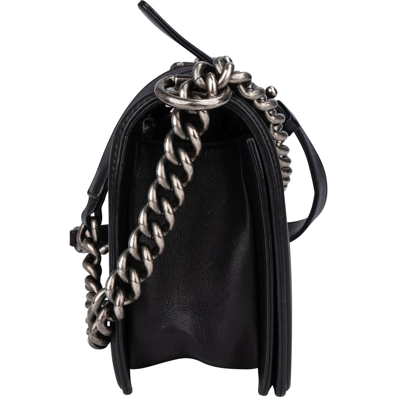 Chanel Chanel Quilted Calfskin Antique Boy Single Flap Crossbody Bag Zwart