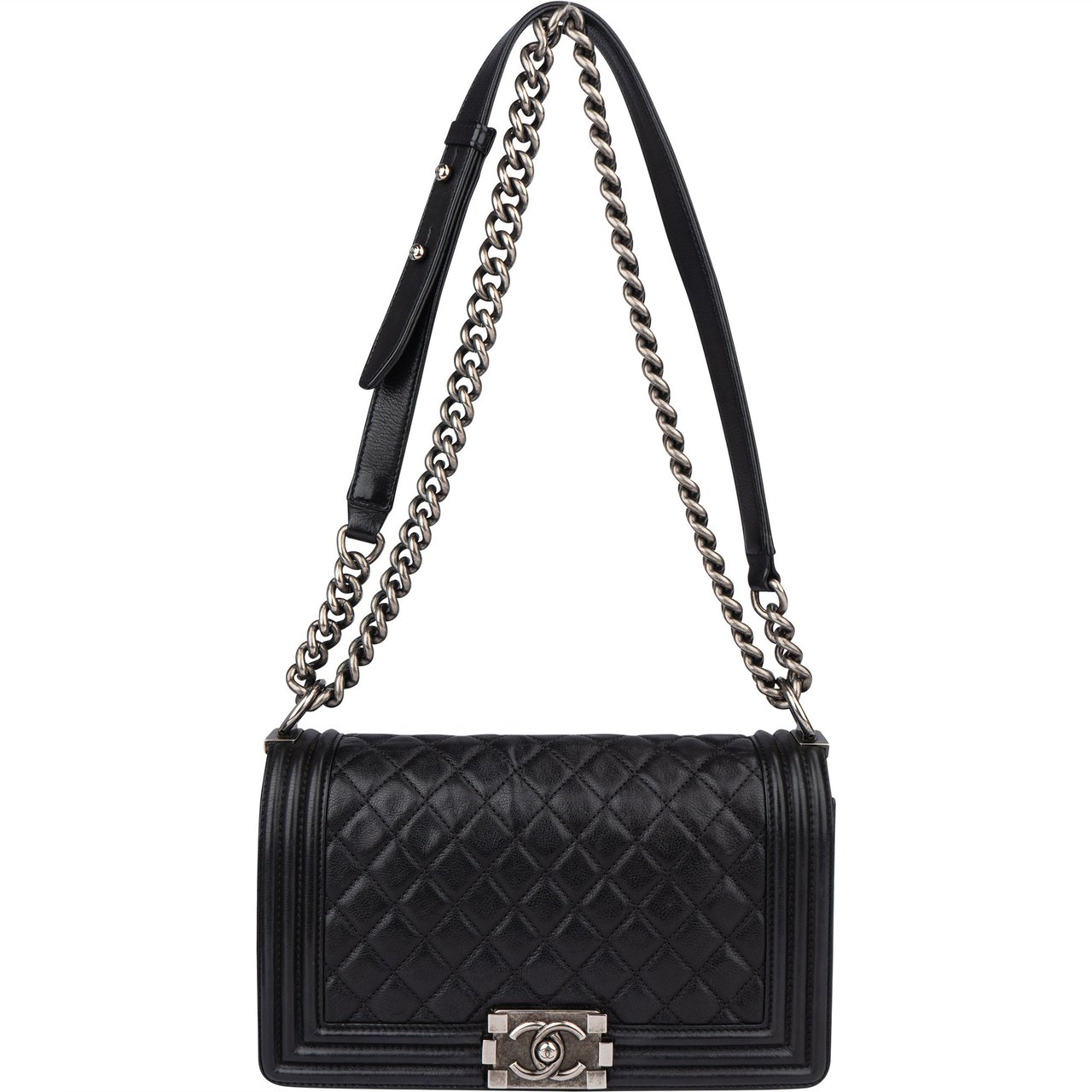 Chanel Chanel Quilted Calfskin Antique Boy Single Flap Crossbody Bag Zwart