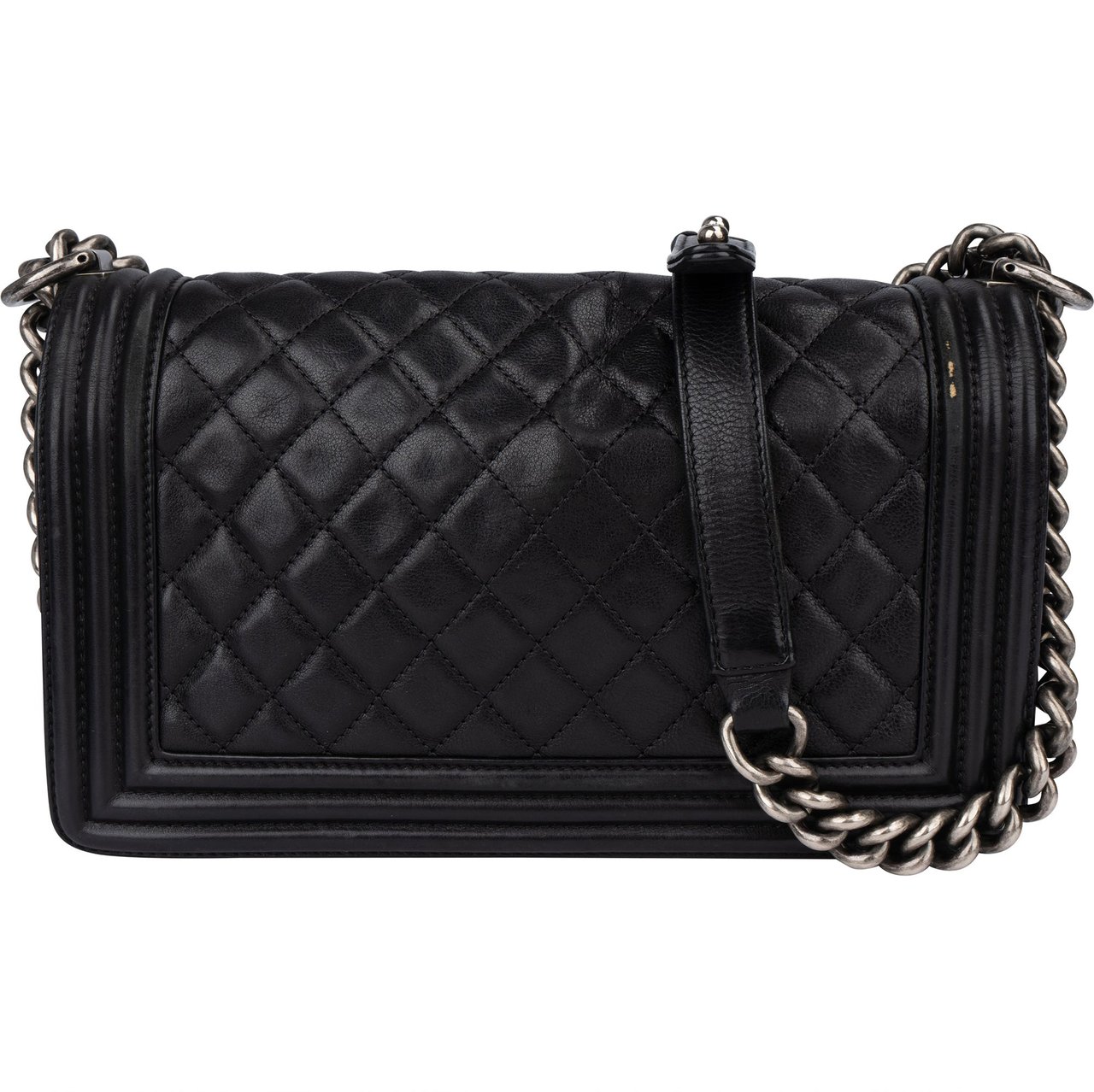 Chanel Chanel Quilted Calfskin Antique Boy Single Flap Crossbody Bag Zwart