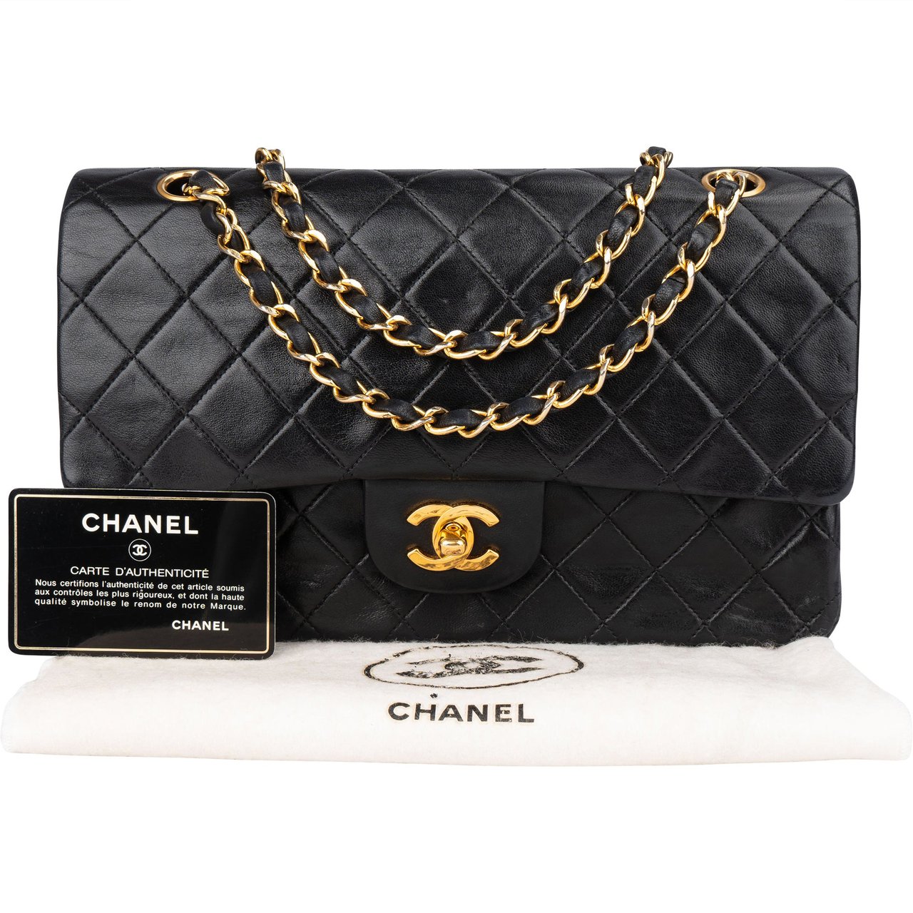Chanel Chanel Quilted Lambskin 24K Gold Double Flap Crossbody Bag Bruin