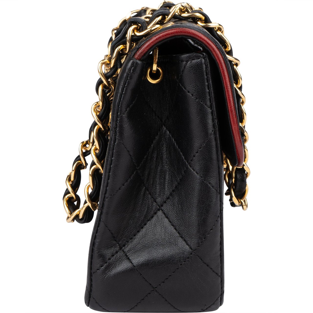 Chanel Chanel Quilted Lambskin 24K Gold Single Flap Crossbody Bag Zwart