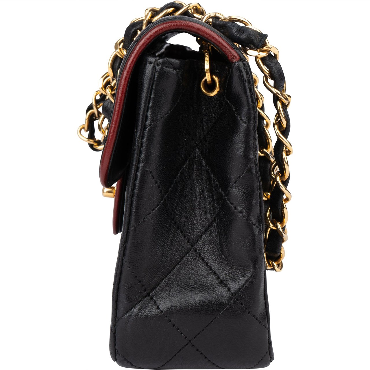 Chanel Chanel Quilted Lambskin 24K Gold Single Flap Crossbody Bag Zwart