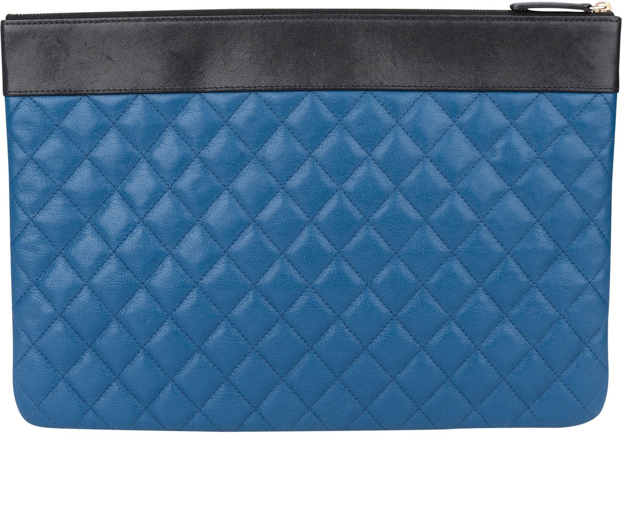 Chanel Chanel Quilted Bicolor Leather CC Clutch Blauw