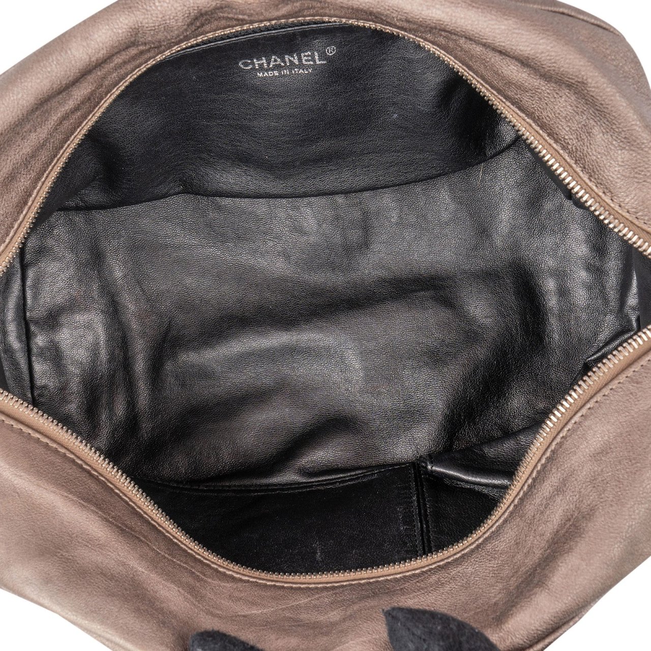 Chanel Metallic Leather Modern Chain Bowler Shoulder Bag Bruin