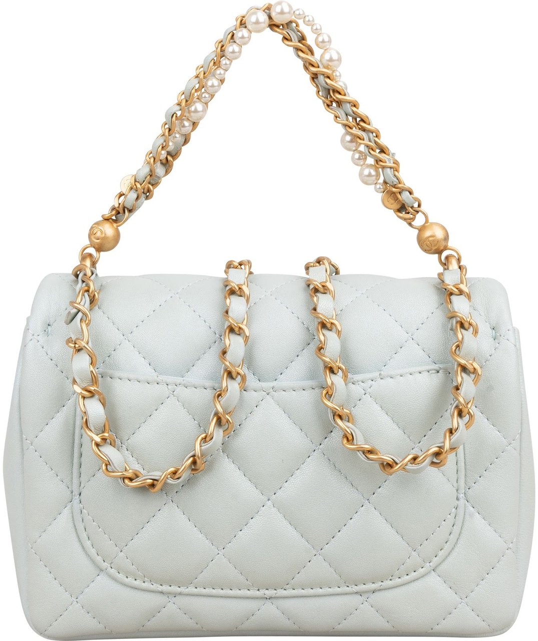 Chanel Quilted Lambskin Mini Single Flap Pearl Handle Crossbody Bag Divers