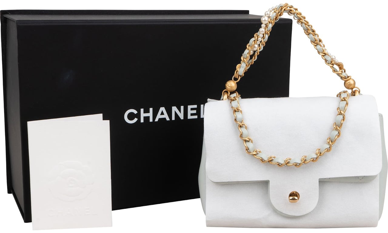 Chanel Quilted Lambskin Mini Single Flap Pearl Handle Crossbody Bag Divers