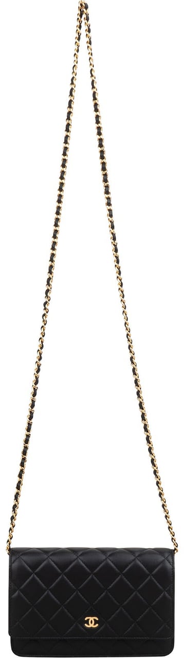 Chanel Quilted Lambskin Wallet On Chain Crossbody Bag Zwart