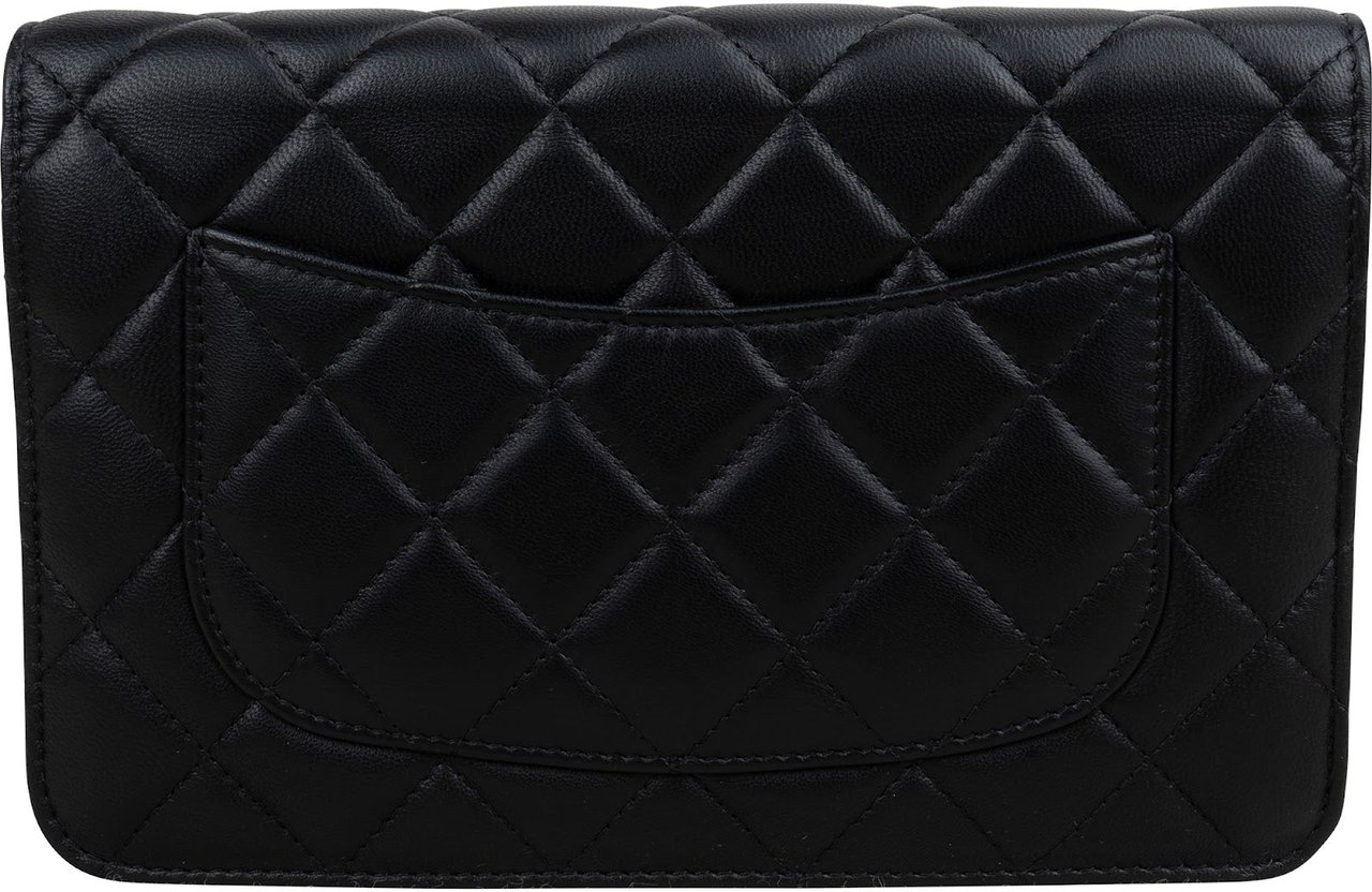 Chanel Quilted Lambskin Wallet On Chain Crossbody Bag Zwart