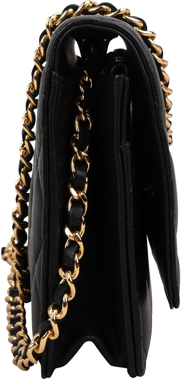 Chanel Quilted Lambskin Wallet On Chain Crossbody Bag Zwart